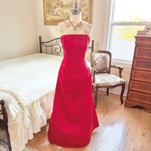 90s scott mcclintock size 14 red strapless gown